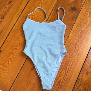 pacsun la hearts scrunch one piece light blue xs